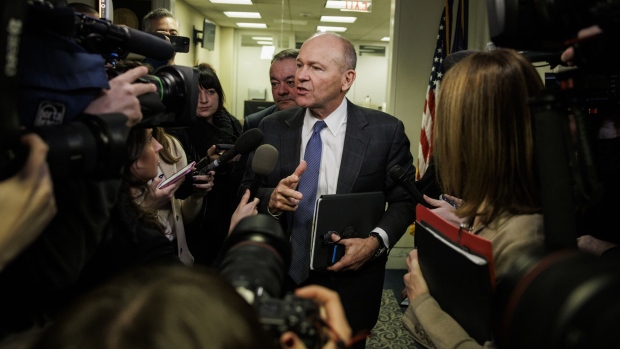 Dave Calhoun speaks to members of the media after a meeting on Capitol Hill in Washington, DC on Jan. 24.