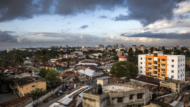 Residential buildings stand on the skyline in Mombasa, Kenya, on Thursday, Nov. 23, 2017. The country’s Treasury has already cut this year’s growth target to 5 percent from 5.9 percent as the protracted election furor damped investment and a drought curbed farm output. Photographer: Luis Tato/Bloomberg
