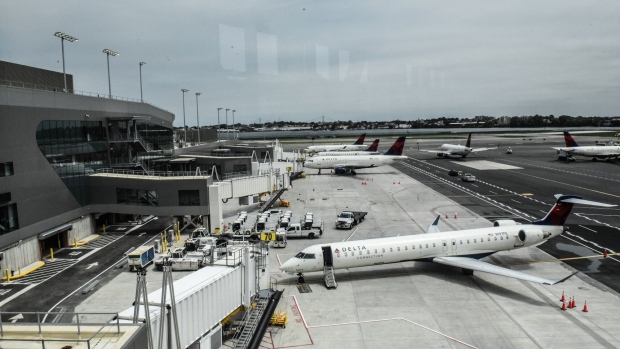 <p>Planes on the tarmac at Terminal C at LaGuardia Airport in New York.</p>