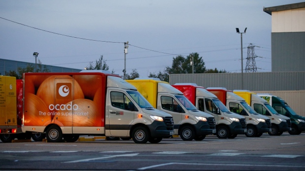 Grocery delivery trucks