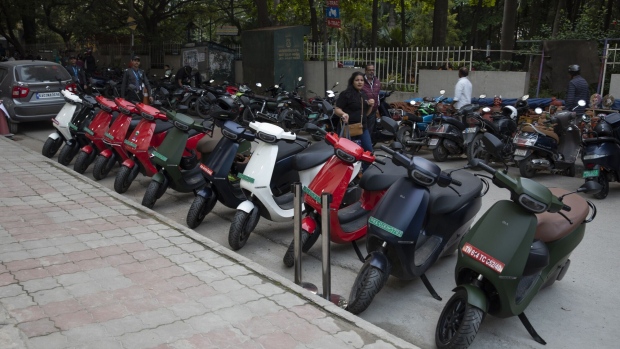 <p>The electric scooters of Ola Electric Mobility in Bengaluru, India.</p>