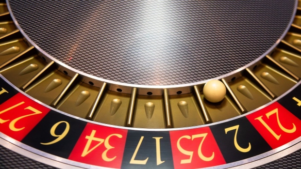 A roulette wheel at the MGS Entertainment Show in Macau, China, on Tuesday, Nov. 14, 2023. Macau’s casinos have largely stayed on a recovery path this year, with the city’s gaming revenue returning to 74% of pre-pandemic levels last month as tourists flocked to the hub during China’s Golden Week holiday. Photographer: Eduardo Leal/Bloomberg