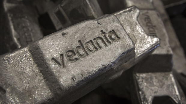 The Vedanta logo. Photographer: Oliver Bunic/Bloomberg