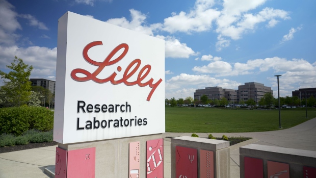 Eli Lilly headquarters in Indianapolis, Indiana, US, on Wednesday, May 3, 2023. Eli Lilly & Co.'s shares climbed in early US trading after its experimental drug for Alzheimer's slowed the progress of the disease in a final-stage trial, paving the way for the company to apply for US approval. Photographer: AJ Mast/Bloomberg