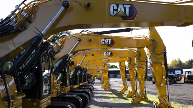 Caterpillar Inc. machinery for sale at a dealership in Poughkeepsie, New York, US, on Monday, Oct. 23, 2023. Caterpillar Inc. is scheduled to release earnings figures on October 31. Photographer: Angus Mordant/Bloomberg