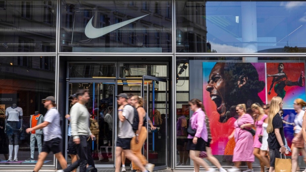 The Nike Inc. store in Berlin, Germany, on Tuesday, June 25, 2024. The economic pickup in 2024 marks the euro area’s best chance yet to draw a line on years of disruption, ranging from the pandemic to the cost-of-living crisis that then followed.