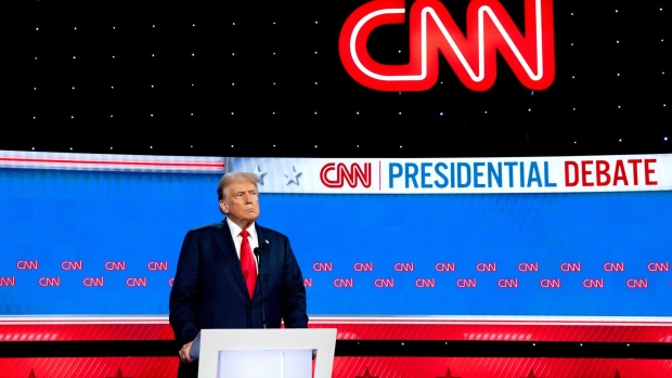 Donald Trump during the first presidential debate with Joe Biden in Atlanta, Georgia, on June 27.