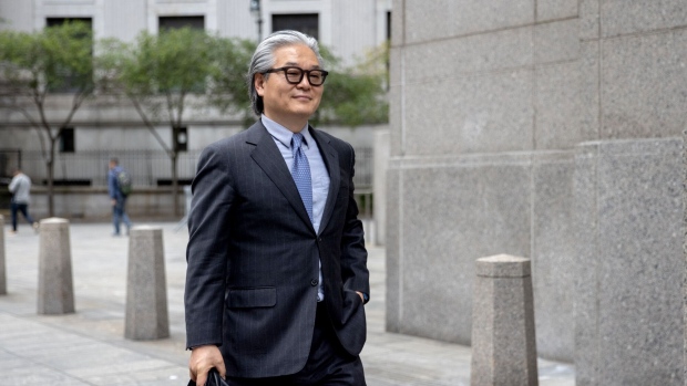 <p>Bill Hwang exits federal court earlier in the month.</p>