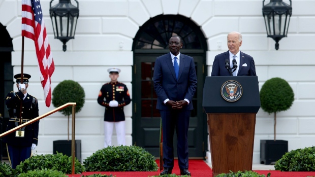 William Ruto and Joe Biden during a state visit at the White House in Washington, DC, on May 23. Photographer: Tierney L. Cross/Bloomberg