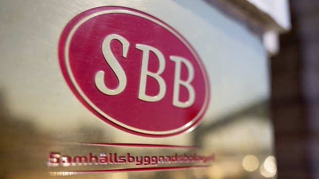The SBB logo on a plaque on the building housing the headquarters of Samhallsbyggnadsbolaget i Norden AB (SBB) in Stockholm, Sweden, on Friday, May 12, 2023. Ilija Batljan, the former chief executive of troubled Swedish landlord SBB, has shifted some of his 8.3% stake in the company into an investment firm that bears his name. Photographer: Andrey Rudakov/Bloomberg