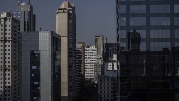 Buildings on Faria Lima Avenue in the financial district of Sao Paulo, Brazil.