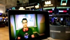 Keith Gill during a YouTube livestream arranged on a laptop at the New York Stock Exchange on June 7.