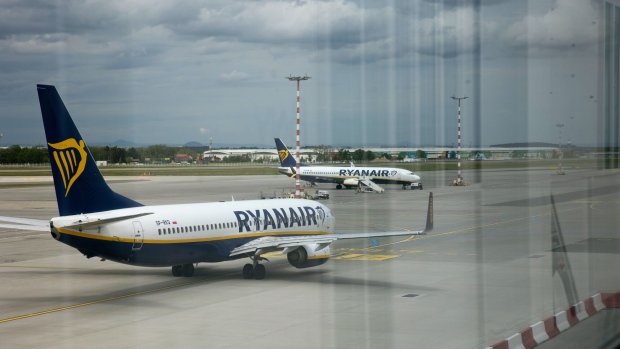 <p>Ryanair passenger jets.</p>