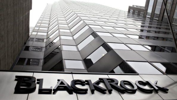 UNITED STATES - JUNE 09: A BlackRock logo hangs above the entrance to the BlackRock Inc. headquarters building in New York, U.S., on Tuesday, June 9, 2009. BlackRock Inc. may buy Barclays Plc's fund division for $12 billion to $13 billion in cash and stock in what would be the largest acquisition in the asset management industry, a person with knowledge of the negotiations said. (Photo by Daniel Acker/Bloomberg via Getty Images) Photographer: Bloomberg/Bloomberg