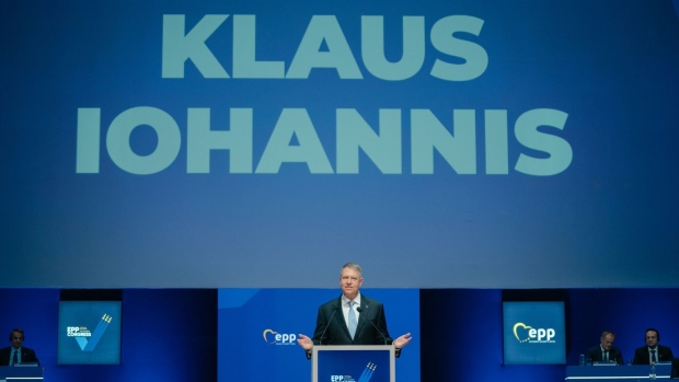 <p>Klaus Iohannis at the European People's Party congress in Bucharest.</p>